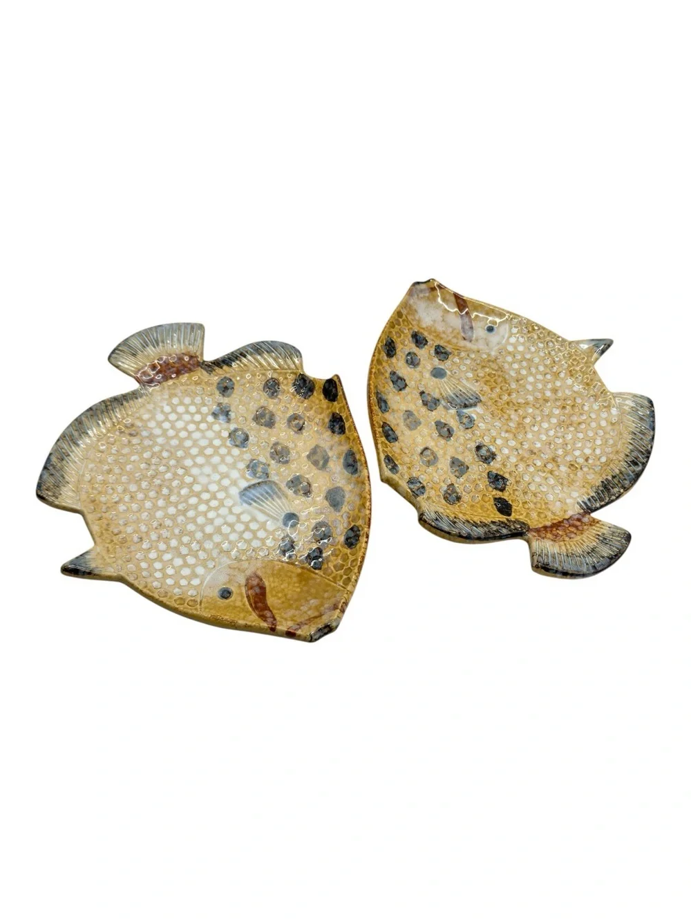 Vintage Ceramic Tropical Fish Dishes Set of 2 Coastal Beach Decor 10” x 8”